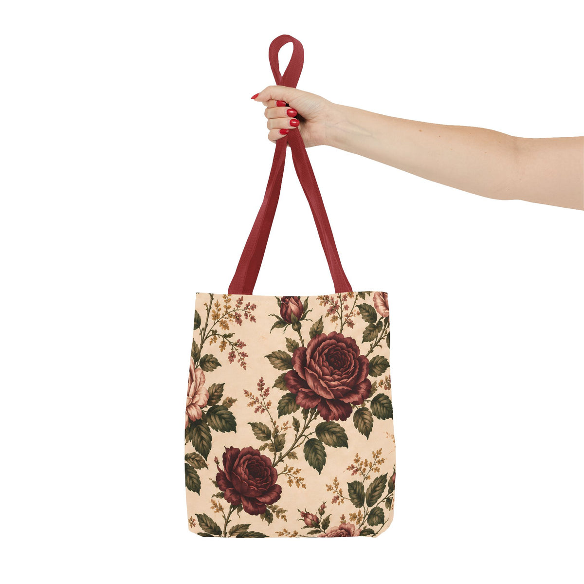 Southern Rose Floral Books Tote Bag — Vintage Garden Print AOP