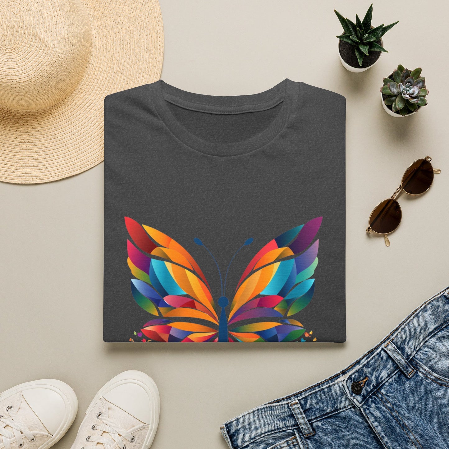 Colorful Butterfly T-Shirt — Vibrant Rainbow Wing Graphic Tee