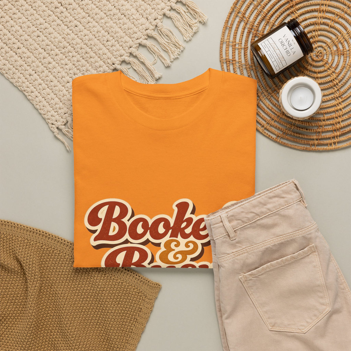 Booked & Busy T-Shirt — Cozy Book Lover Tee with Coffee Stack