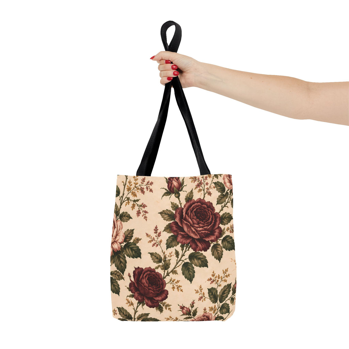 Southern Rose Floral Books Tote Bag — Vintage Garden Print AOP