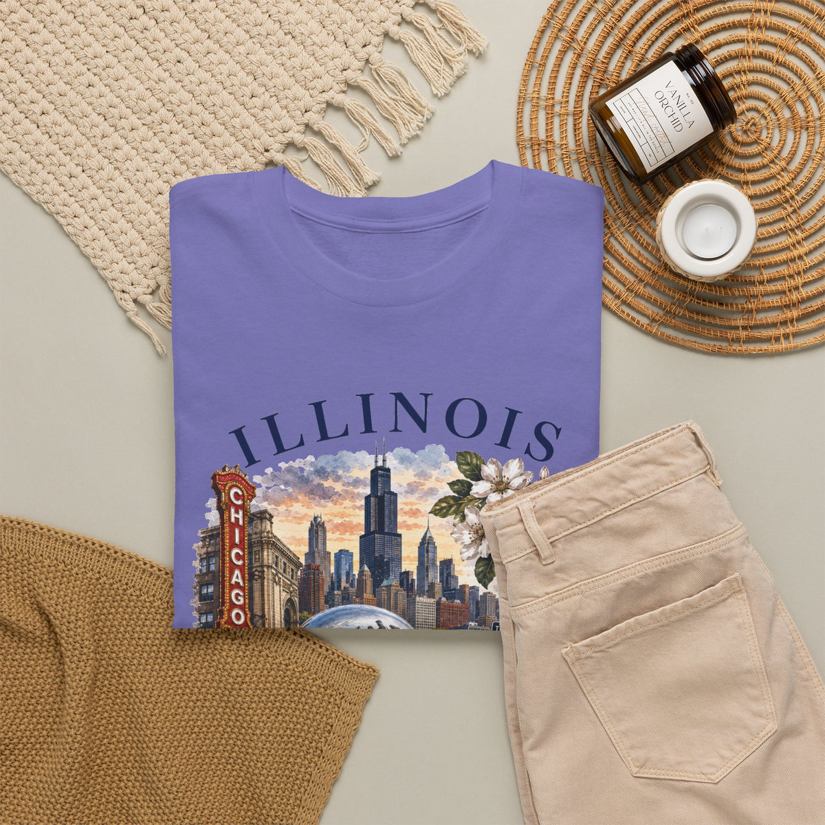 Illinois Vintage Travel T-Shirt — Chicago Route 66 Souvenir Tee