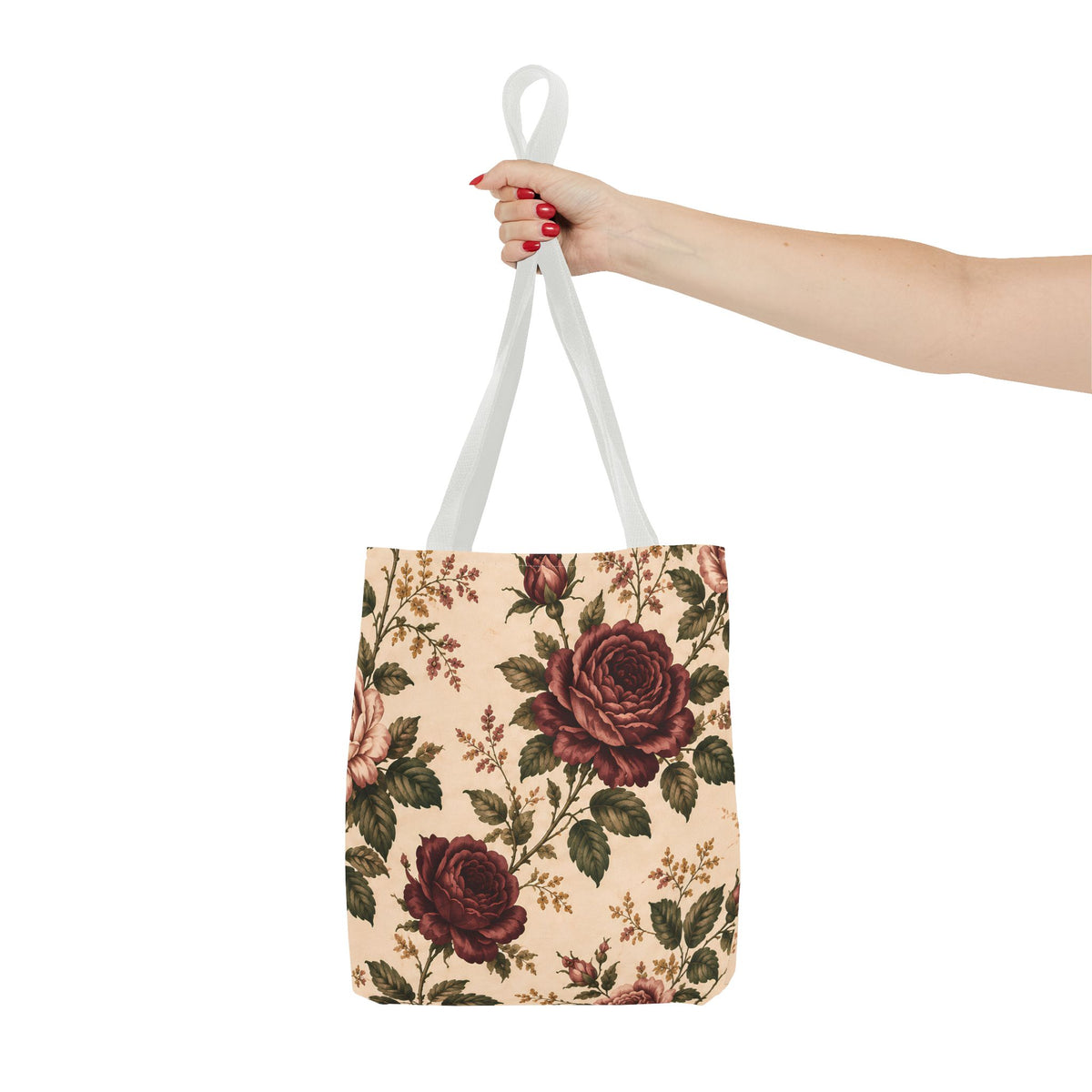 Southern Rose Floral Books Tote Bag — Vintage Garden Print AOP