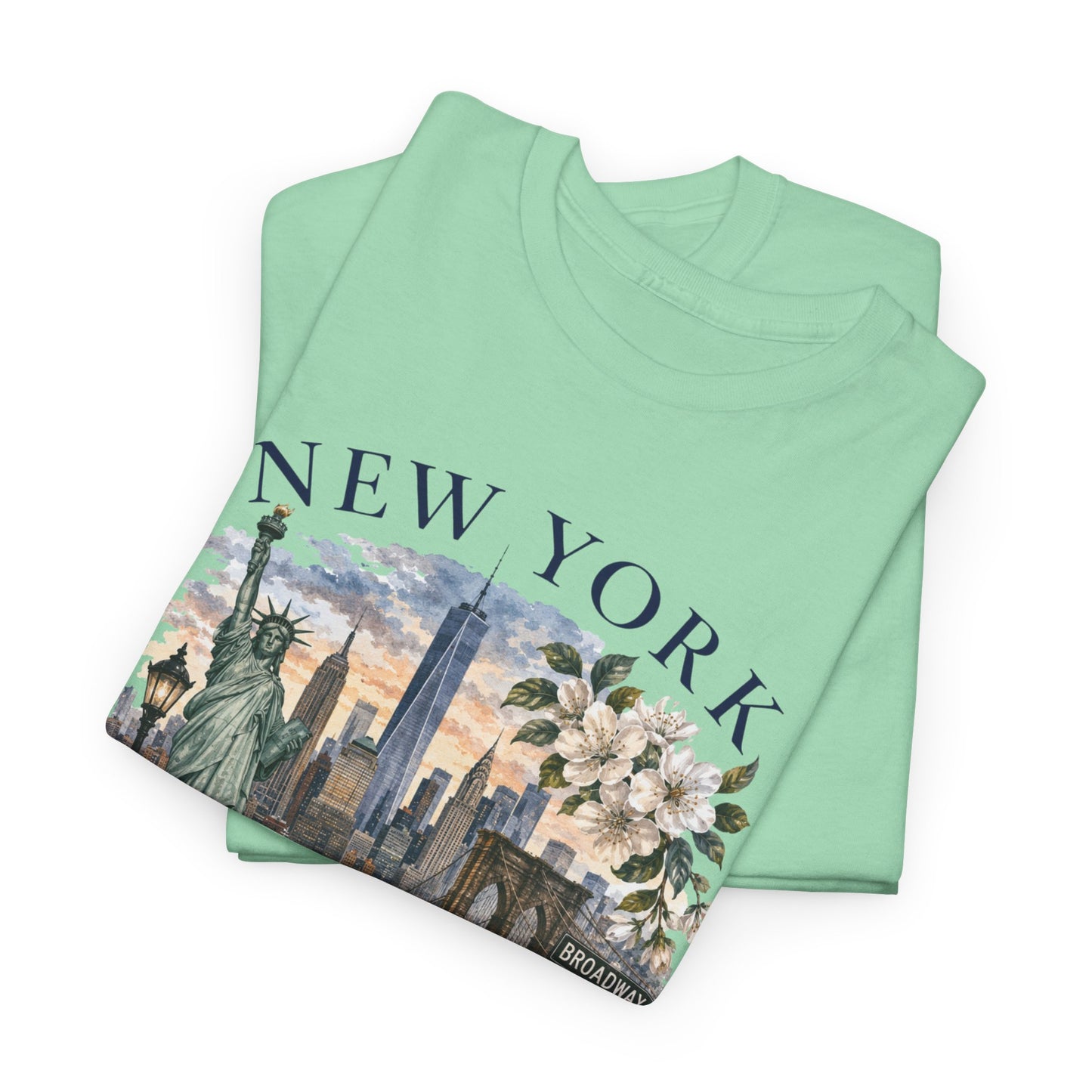 New York City Vintage Travel Tee — NYC Skyline, Yellow Cab & Landmark Collage