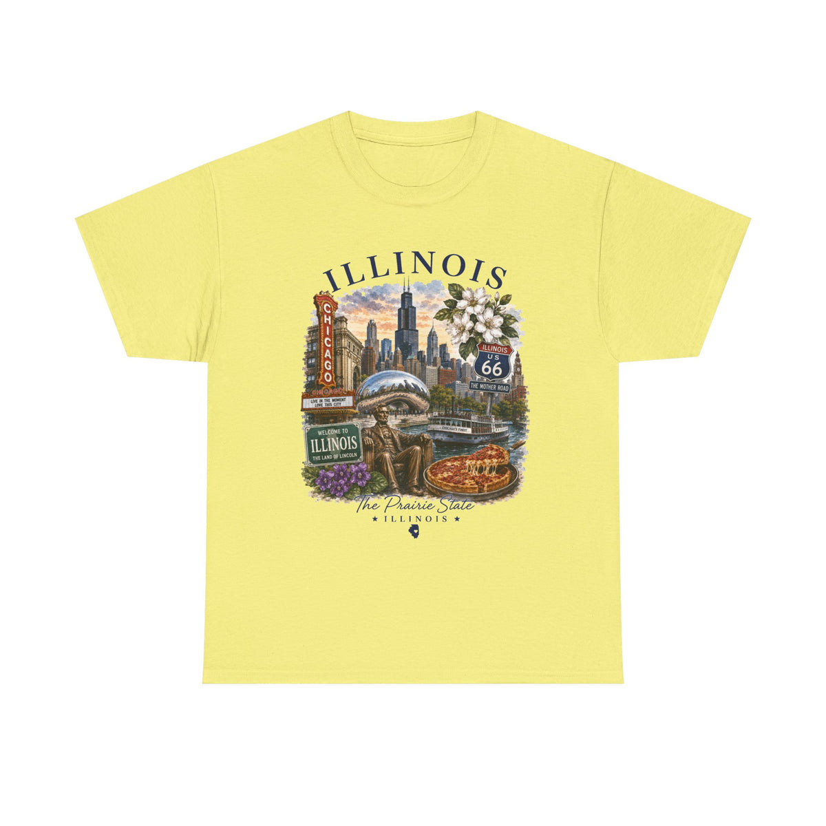 Illinois Vintage Travel T-Shirt — Chicago Route 66 Souvenir Tee
