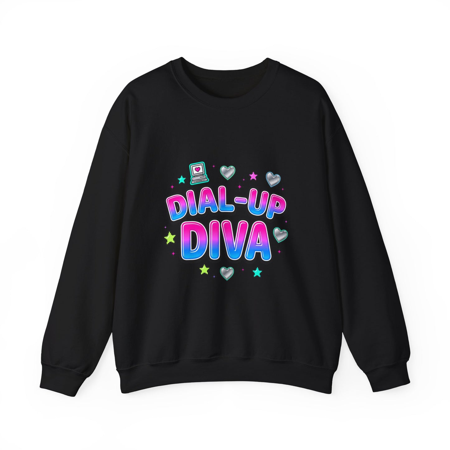 Dial-Up Diva Sweatshirt Y2K slogan, hot pink cyber nostalgia