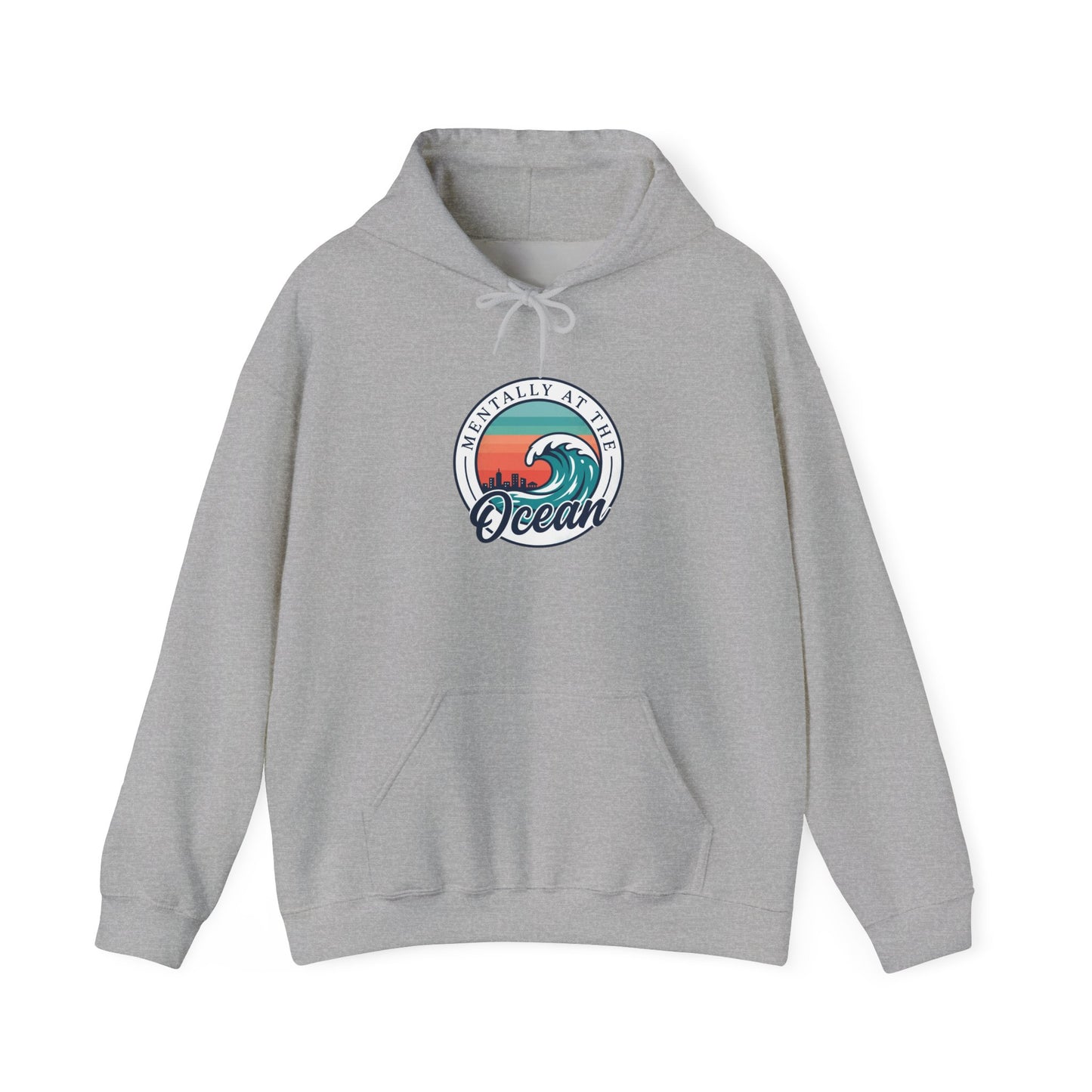 Ocean Waves Logo Hoodie | coastal aesthetic, sea breeze, pastel blue
