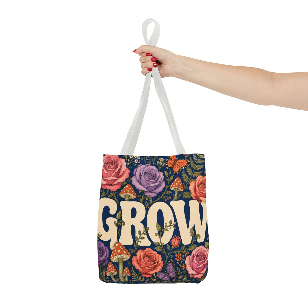 GROW Book Club Floral Books Tote Bag — Vintage Garden Print AOP