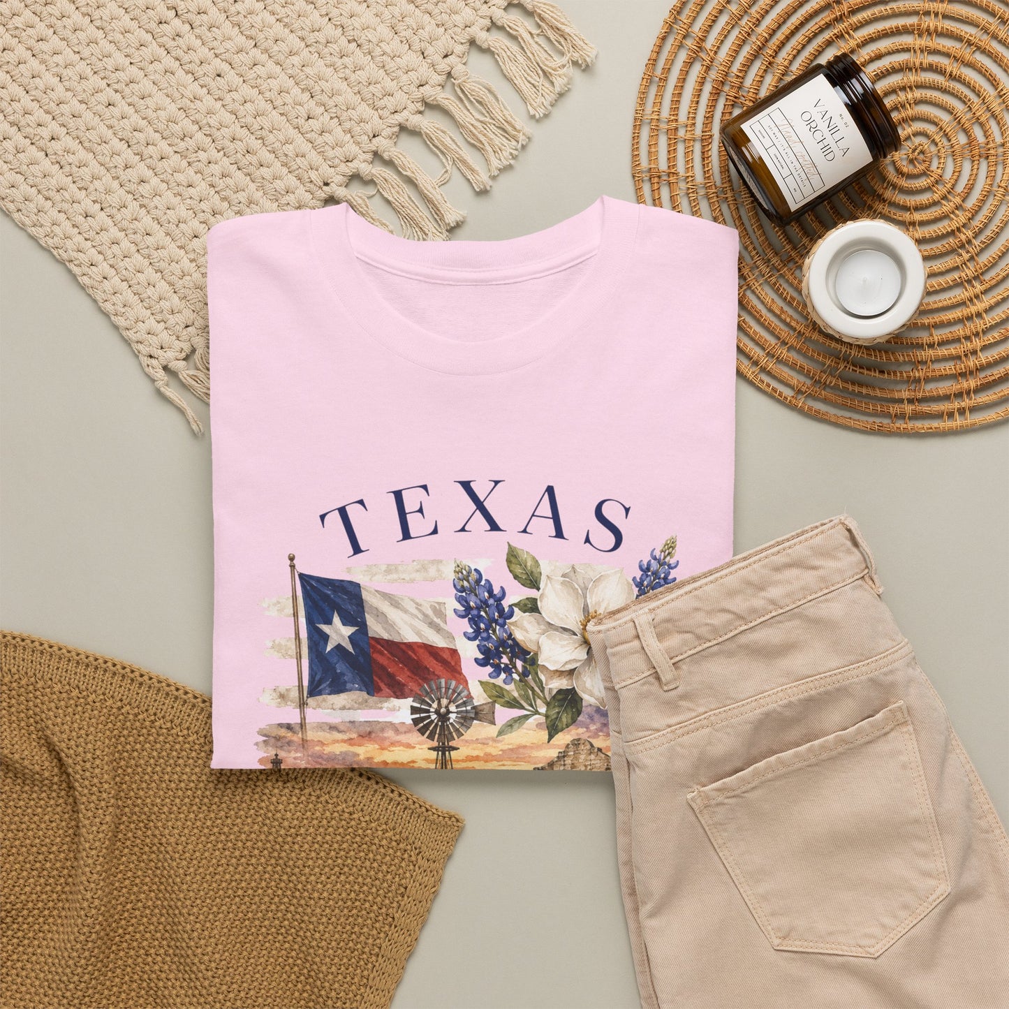 Texas Vintage Scenic T-Shirt — Lone Star & Wildflower Graphic
