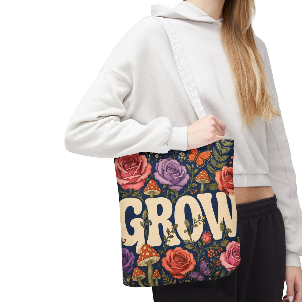 GROW Book Club Floral Books Tote Bag — Vintage Garden Print AOP