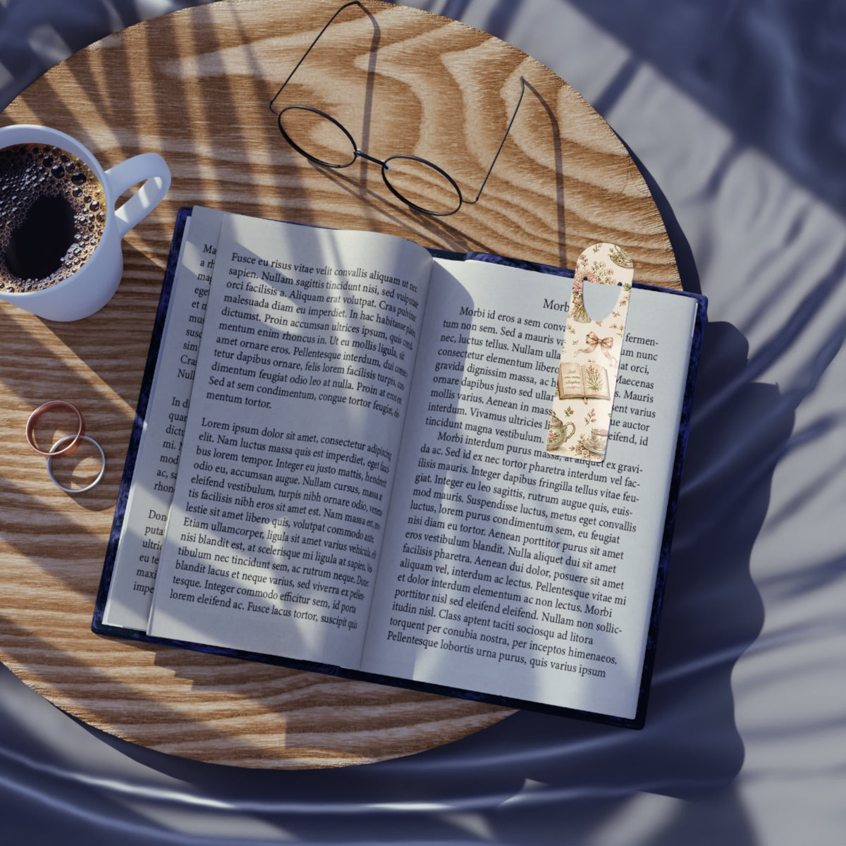 Tea & Pages Floral Tea Party Bookmark — Vintage Teacup & Blossom Metal Bookmark