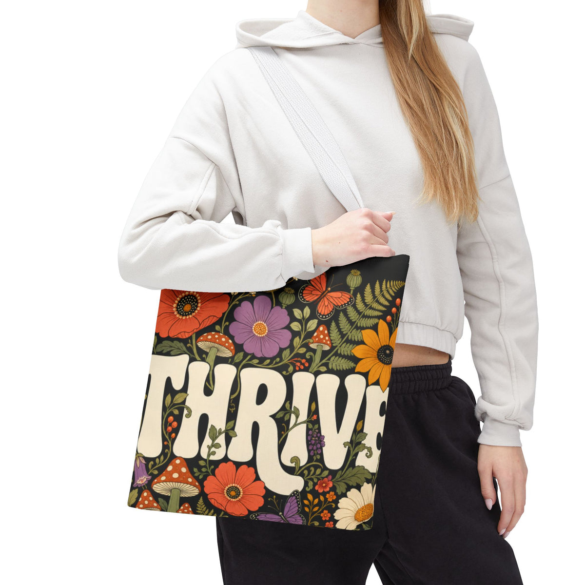 THRIVE Book Club Floral Books Tote Bag — Vintage Garden Print AOP