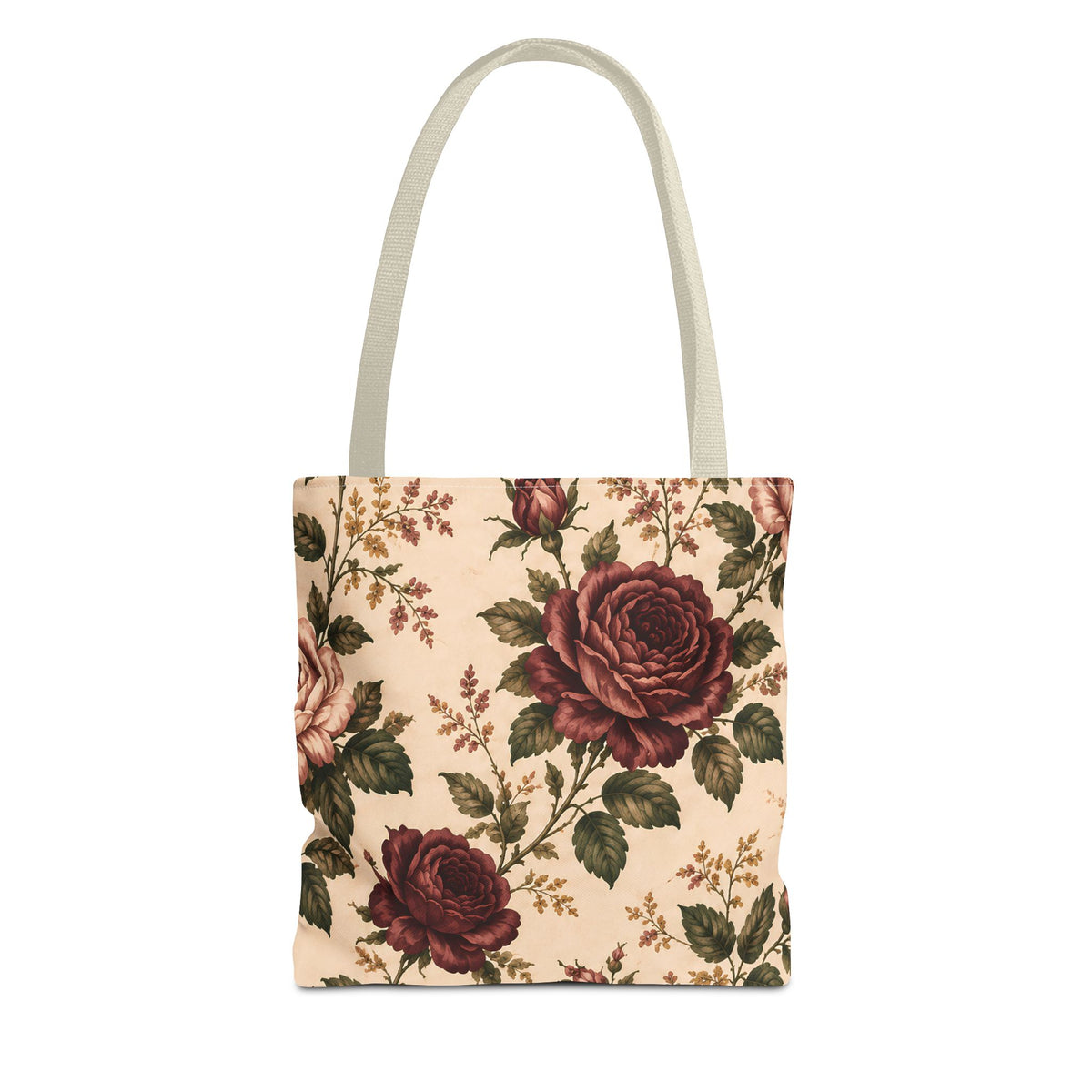 Southern Rose Floral Books Tote Bag — Vintage Garden Print AOP