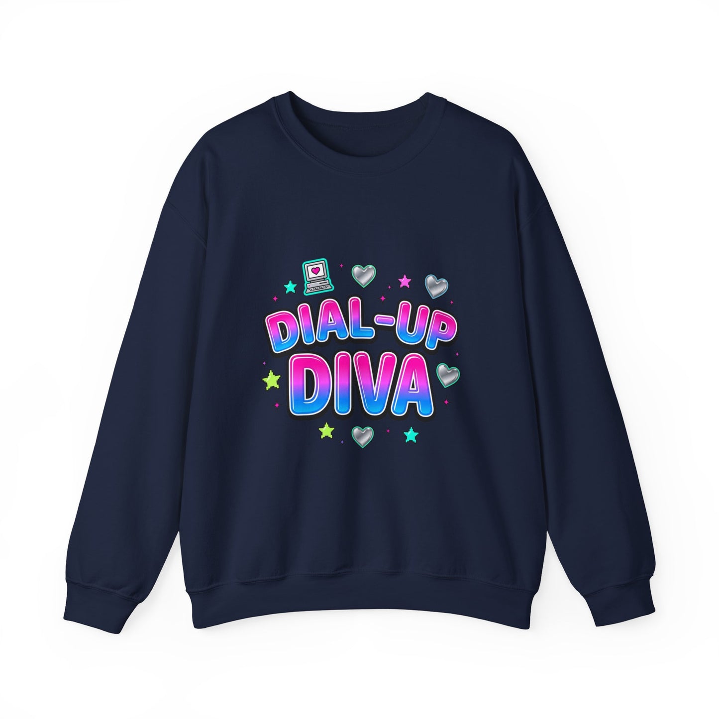 Dial-Up Diva Sweatshirt Y2K slogan, hot pink cyber nostalgia