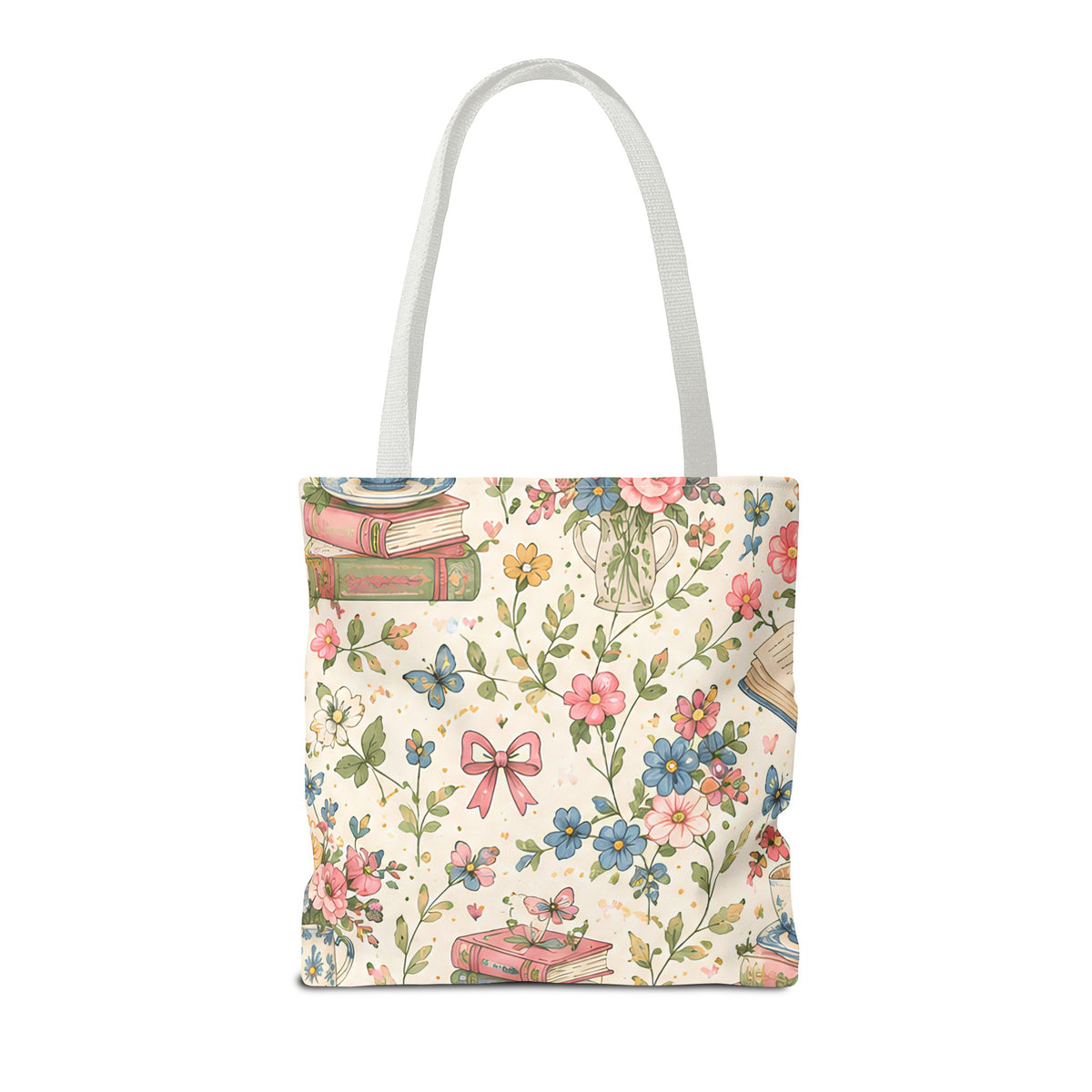 Bookish Blooms Floral Books Tote Bag — Vintage Garden Print AOP