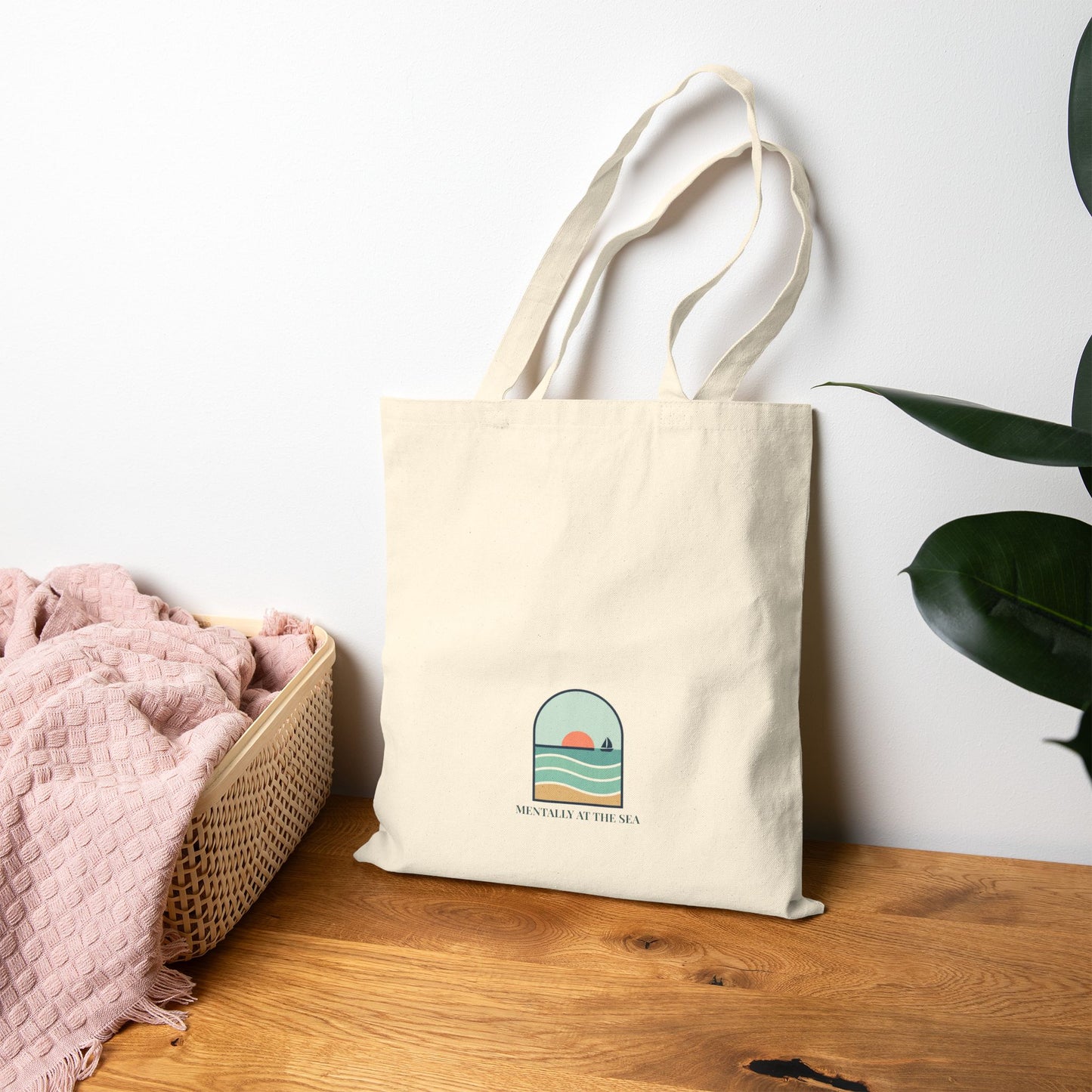 Mentally at Sea Coastal Window Sunset Tote | Ocean Aesthetic, seafoam blue