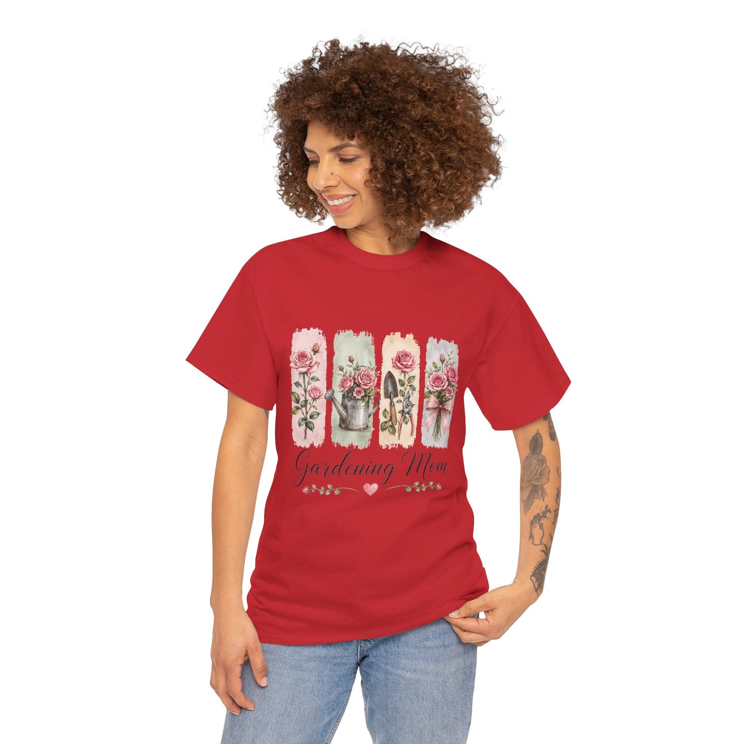 Gardening Mom T-Shirt – Floral Watercolor Garden Tools Tee