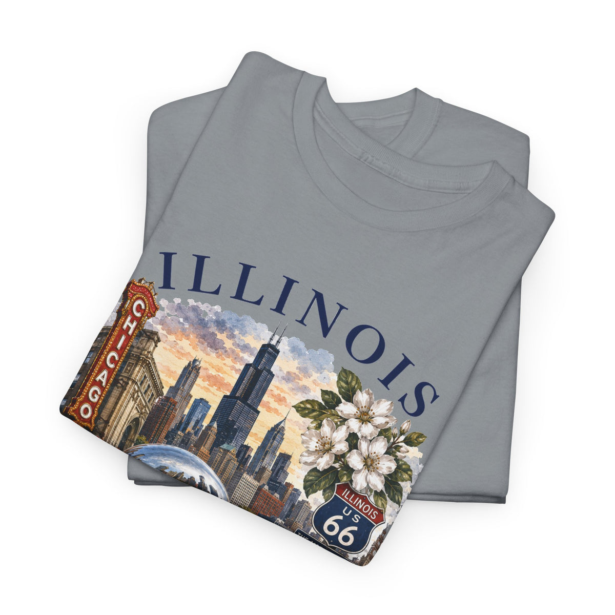 Illinois Vintage Travel T-Shirt — Chicago Route 66 Souvenir Tee