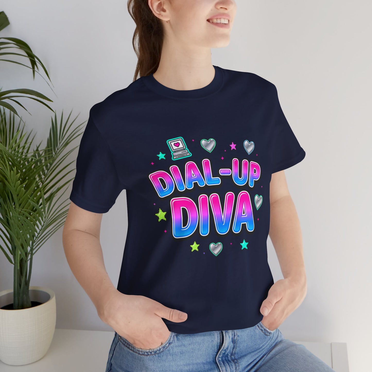 Dial-Up Diva Tee Y2K slogan, bubblegum pink cyber nostalgia