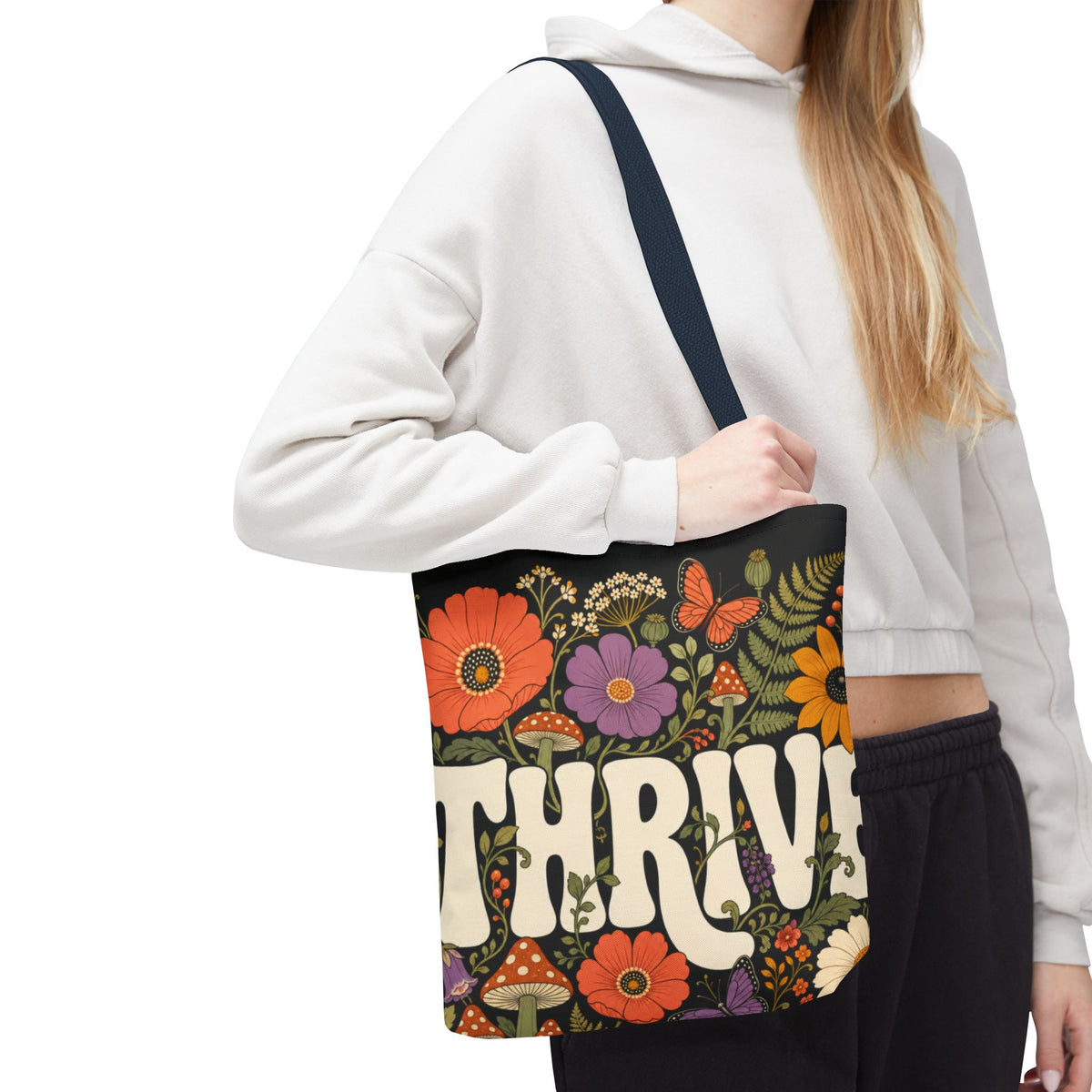 THRIVE Book Club Floral Books Tote Bag — Vintage Garden Print AOP
