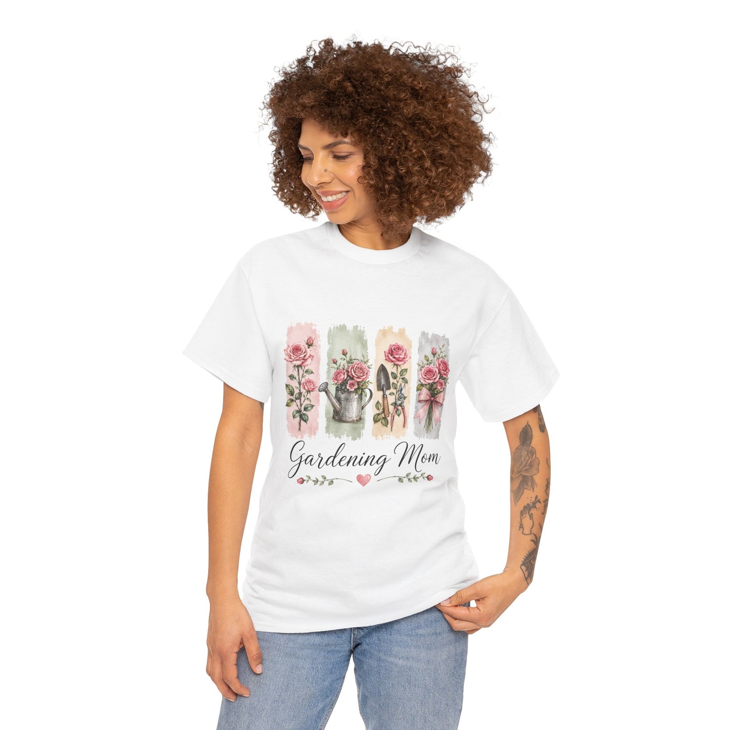 Gardening Mom T-Shirt – Floral Watercolor Garden Tools Tee
