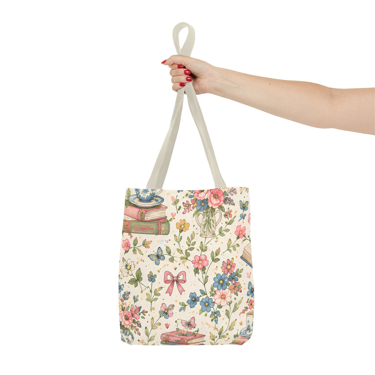 Bookish Blooms Floral Books Tote Bag — Vintage Garden Print AOP