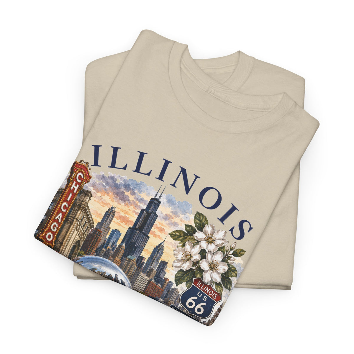 Illinois Vintage Travel T-Shirt — Chicago Route 66 Souvenir Tee