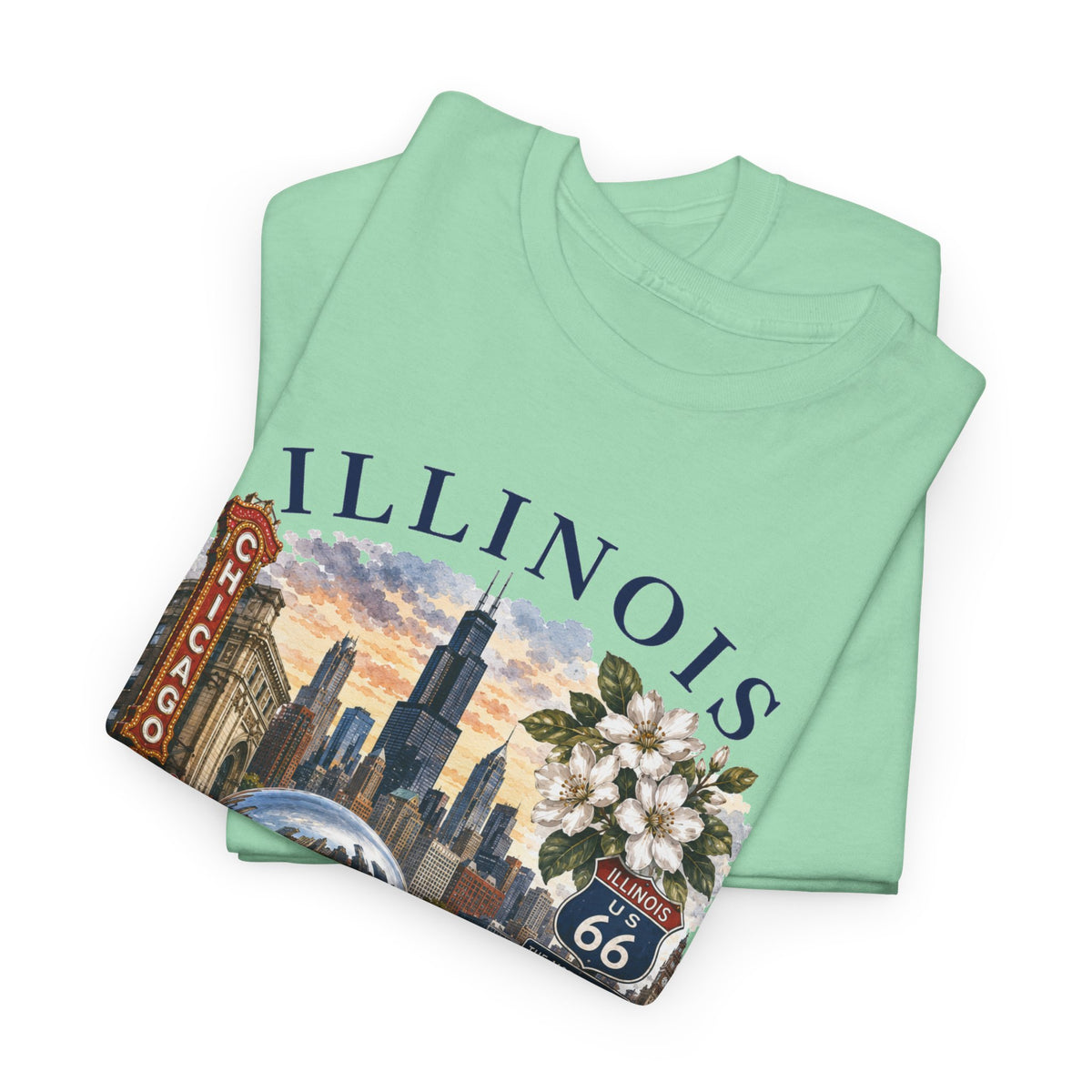 Illinois Vintage Travel T-Shirt — Chicago Route 66 Souvenir Tee