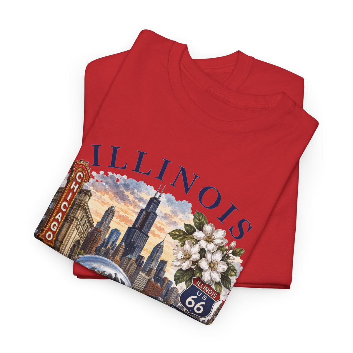 Illinois Vintage Travel T-Shirt — Chicago Route 66 Souvenir Tee