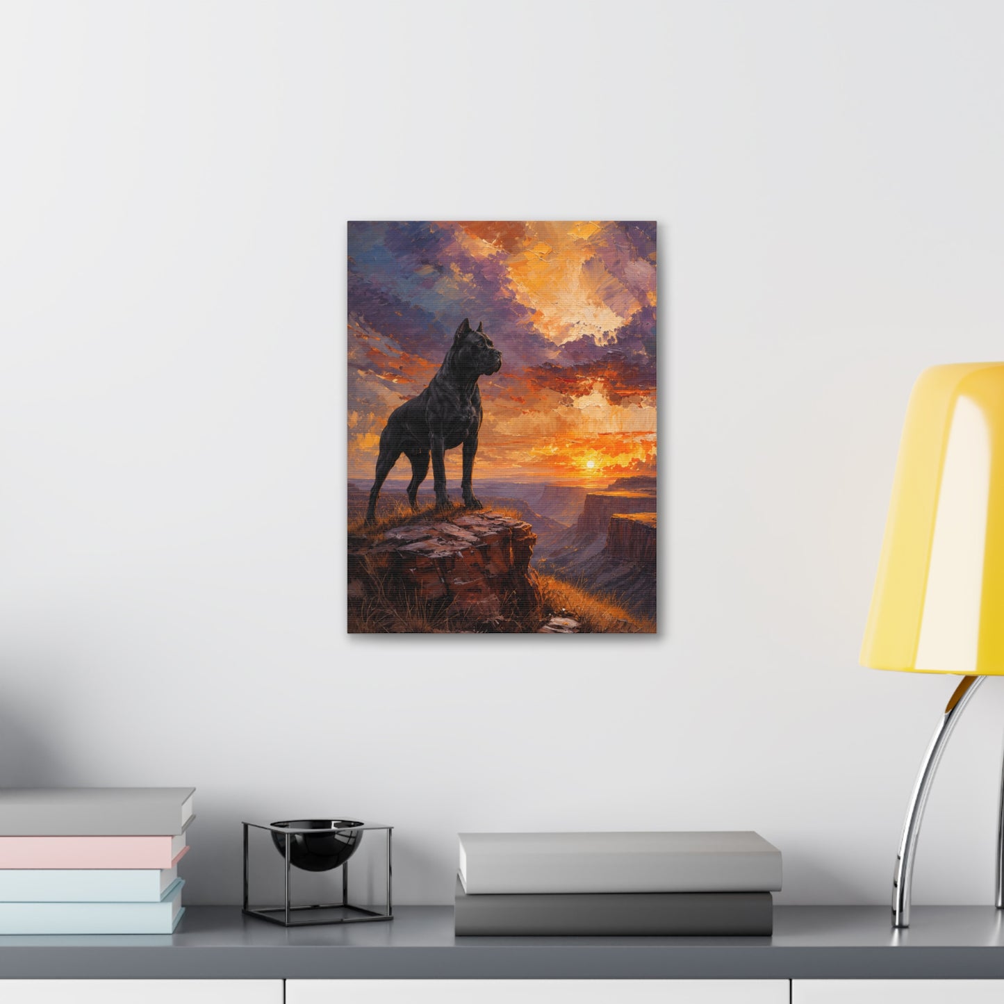 Black Cane Corso Sunset Canyon Wall Art