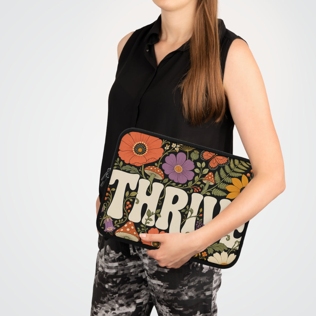 THRIVE Book Club Floral Bookish Laptop Sleeve — Books & Blossoms Protective Case