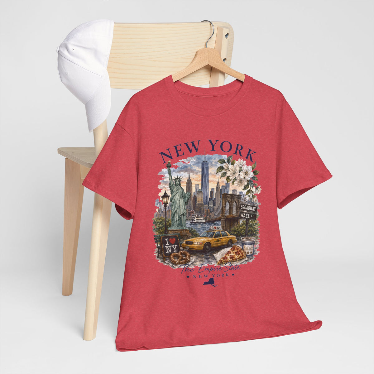 New York City Vintage Travel Tee — NYC Skyline, Yellow Cab & Landmark Collage