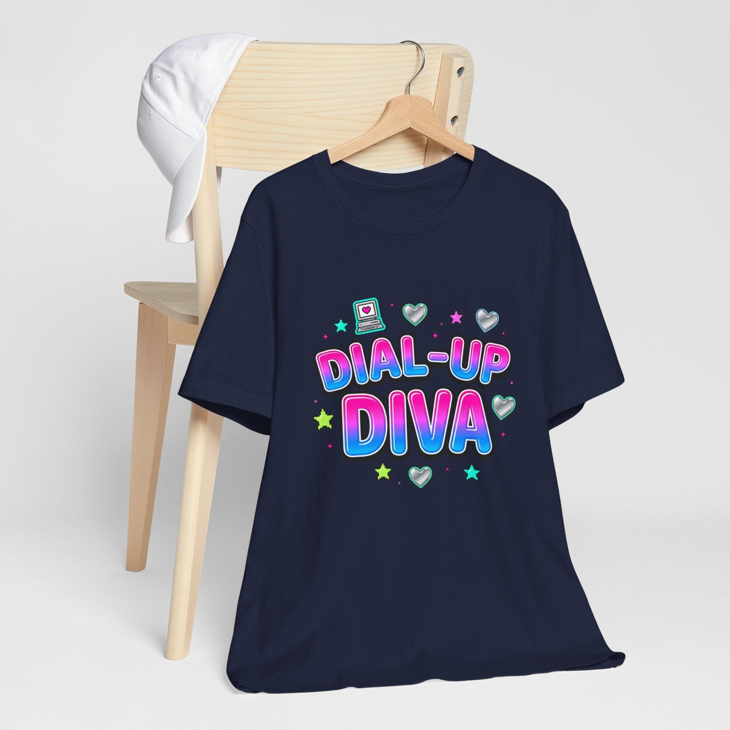 Dial-Up Diva Tee Y2K slogan, bubblegum pink cyber nostalgia