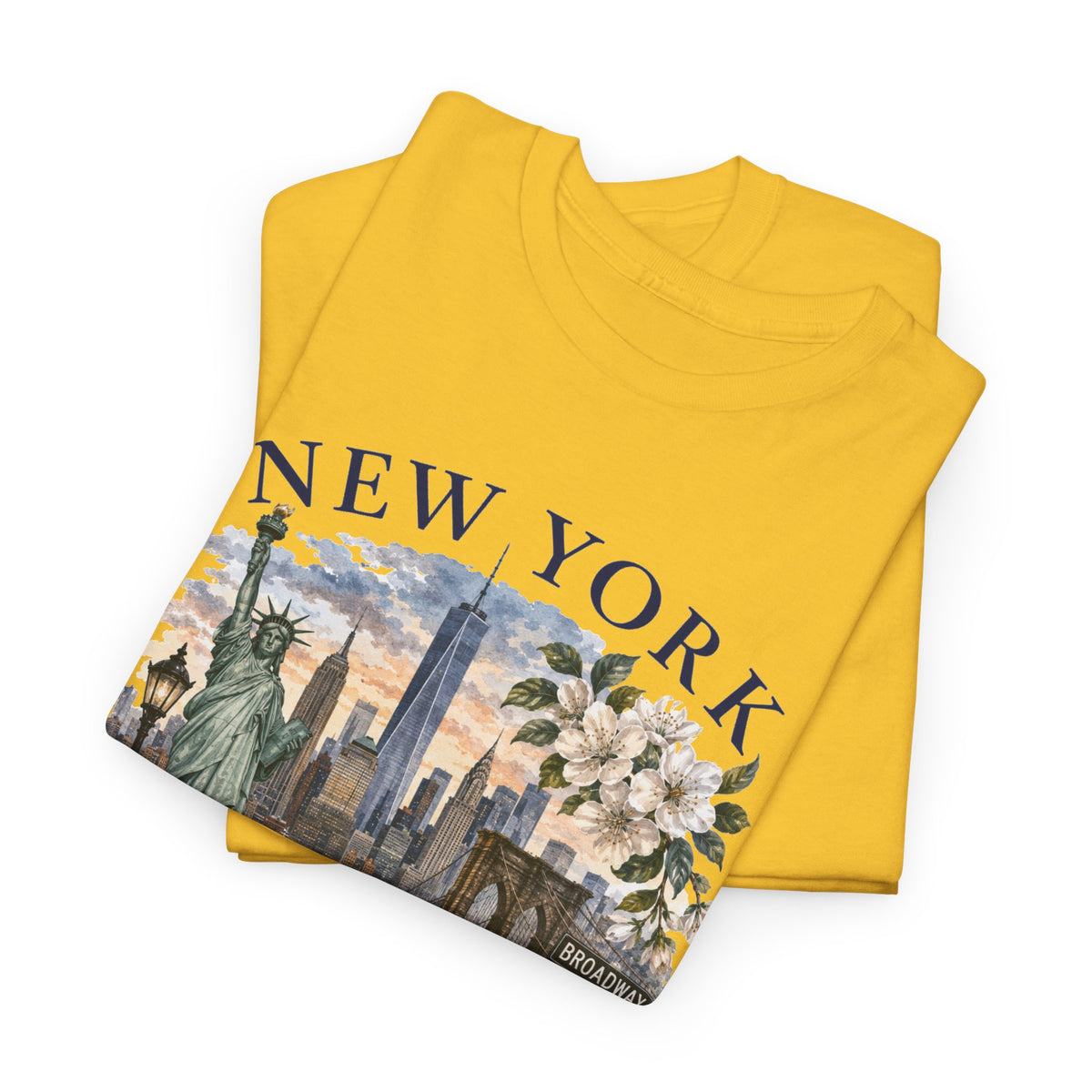 New York City Vintage Travel Tee — NYC Skyline, Yellow Cab & Landmark Collage