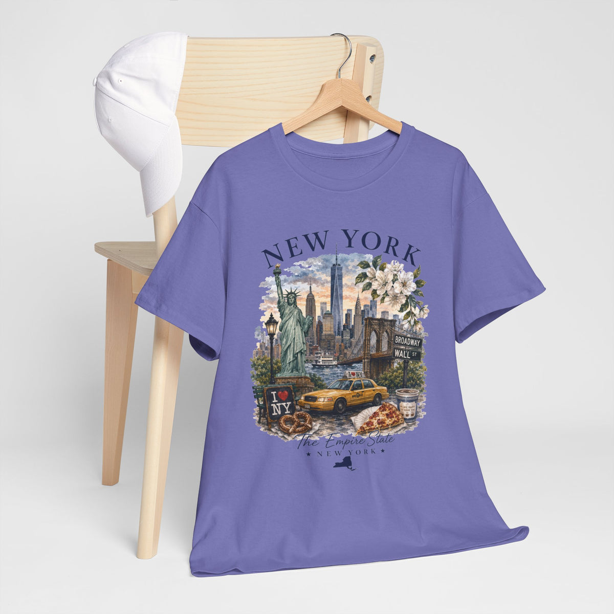 New York City Vintage Travel Tee — NYC Skyline, Yellow Cab & Landmark Collage