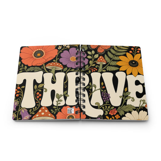 THRIVE Book Club Floral Tea & Books Spiral Journal — Vintage Botanical Notebook for Writing, Notes & Gifts