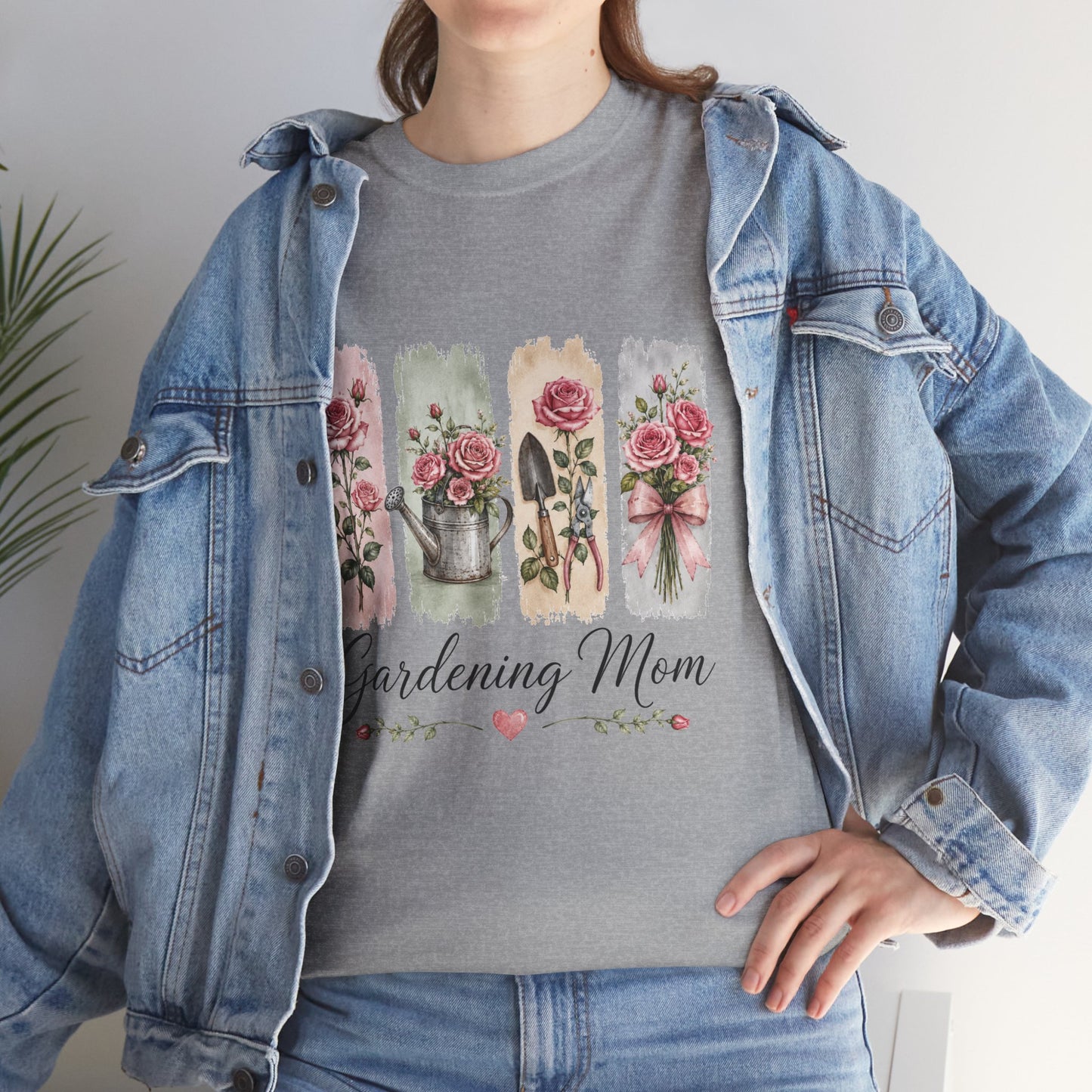 Gardening Mom T-Shirt – Floral Watercolor Garden Tools Tee