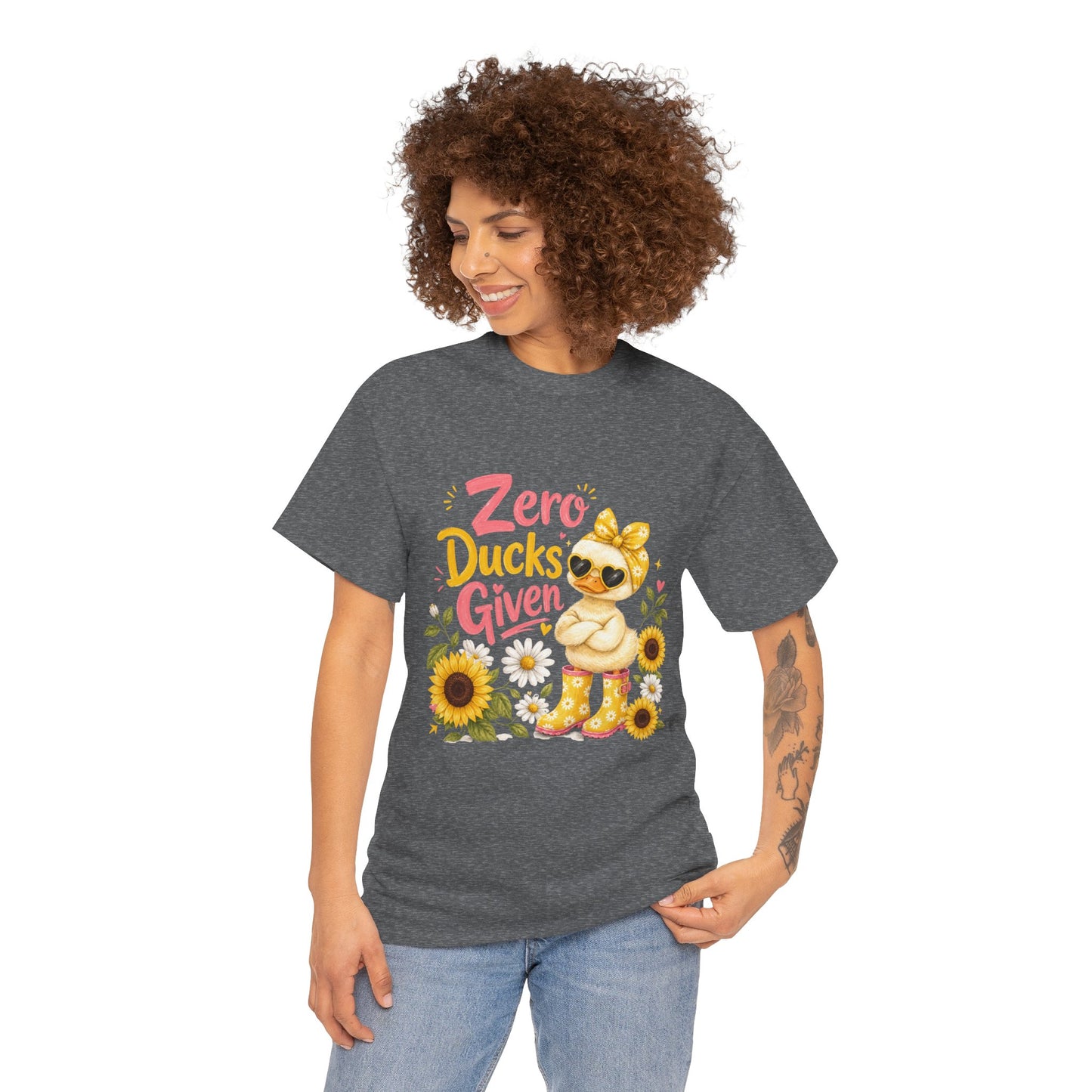 Zero Ducks Given T-Shirt | Cute Duck, Sunflowers, Funny Phrase