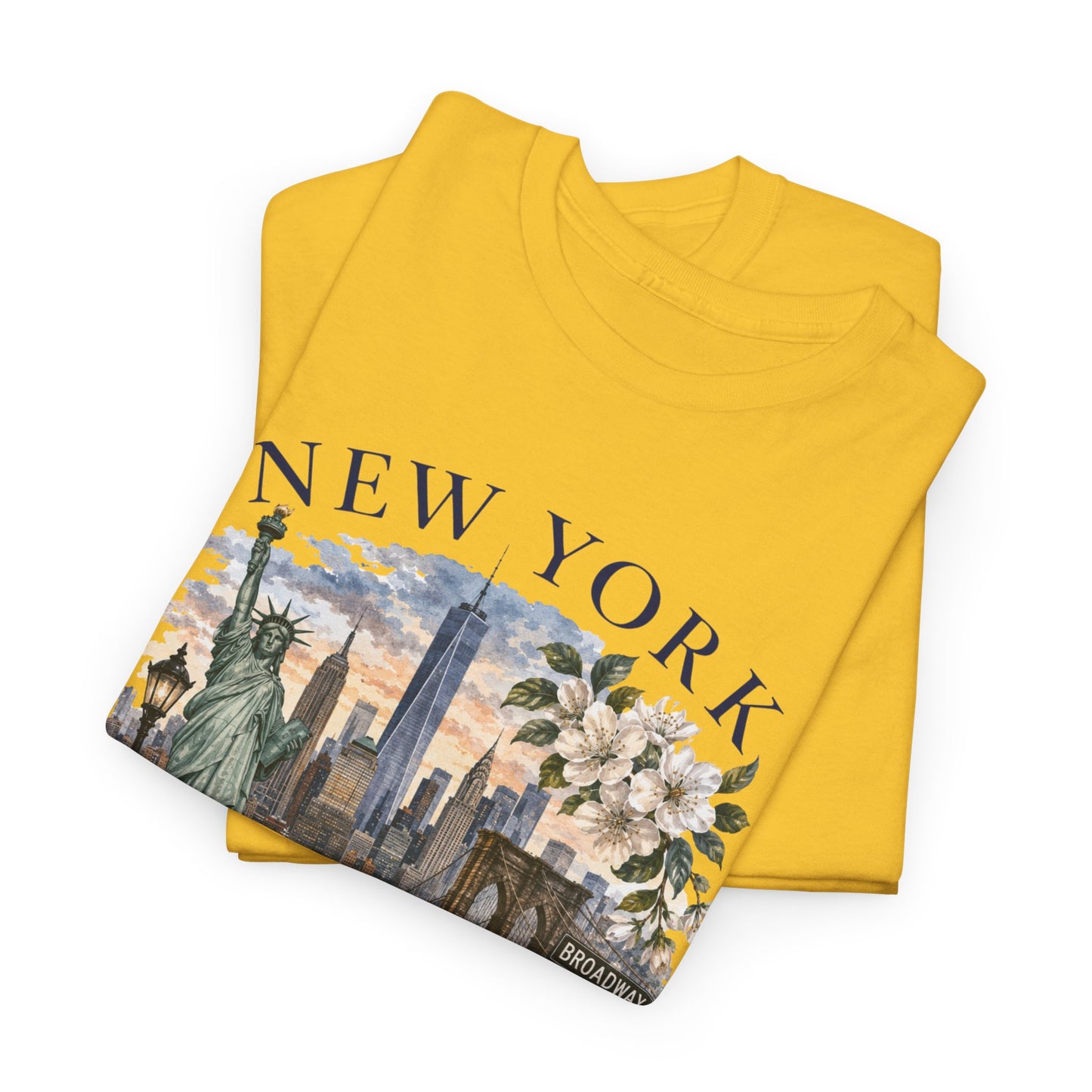 New York City Vintage Travel Tee — NYC Skyline, Yellow Cab & Landmark Collage