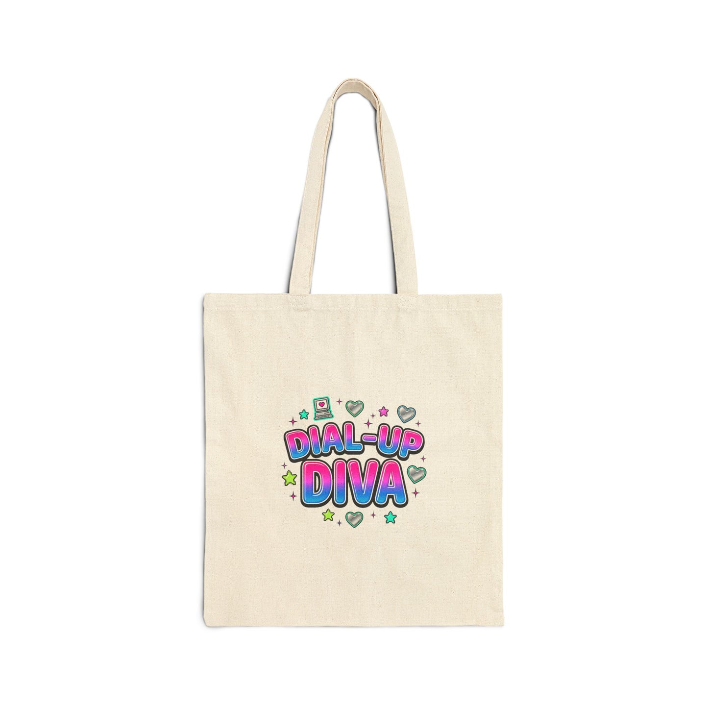 Dial-Up Diva Tote Y2K slogan, bubblegum pink, cyber nostalgia