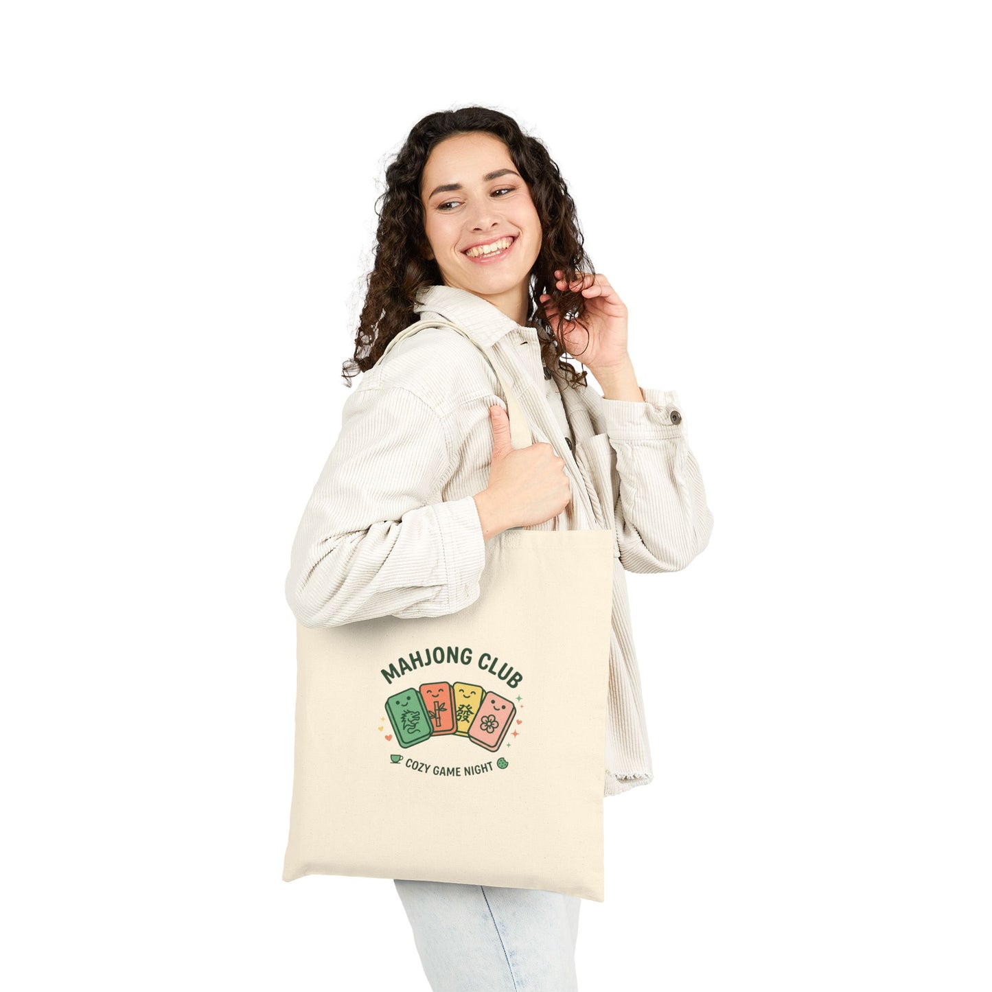 Mahjong Club Cotton Canvas Tote Bag