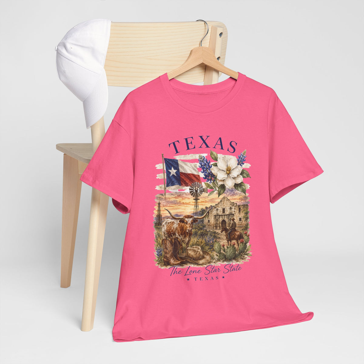 Texas Vintage Scenic T-Shirt — Lone Star Flag & Wildflower Graphic