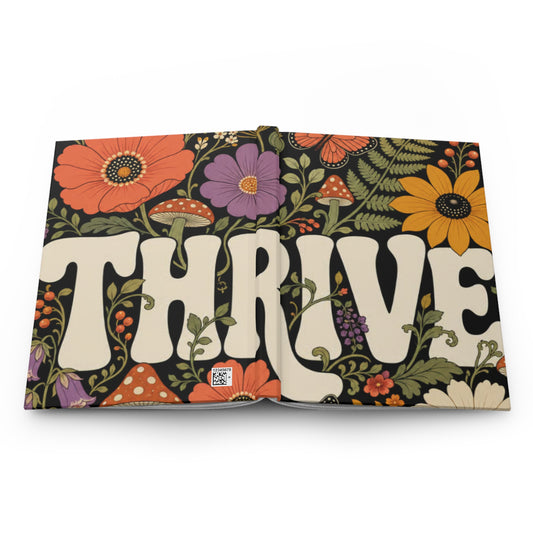THRIVE Book Club Floral Tea & Books Hardcover Journal — Vintage Botanical Notebook