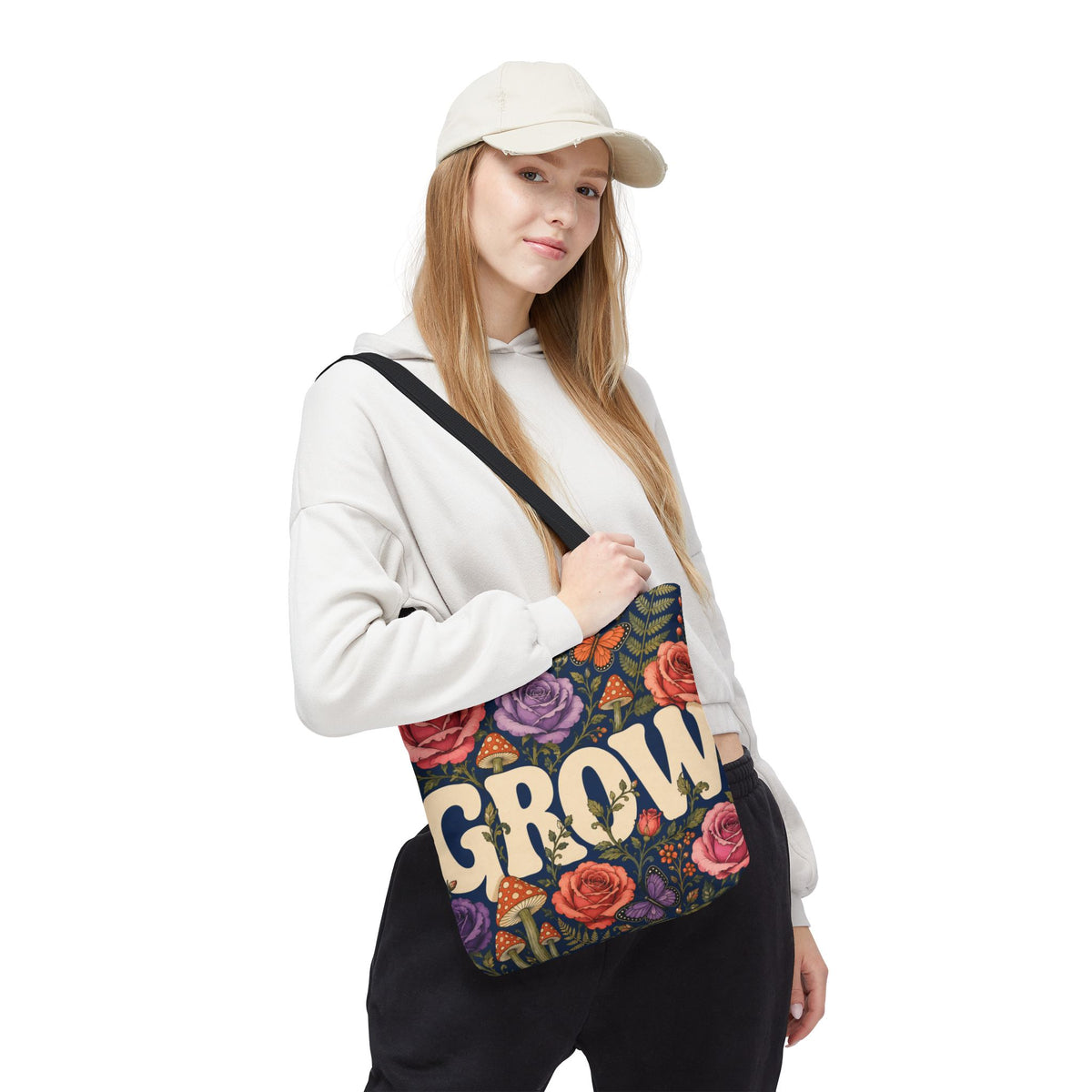 GROW Book Club Floral Books Tote Bag — Vintage Garden Print AOP