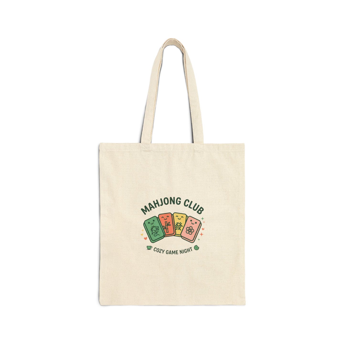 Mahjong Club Cotton Canvas Tote Bag