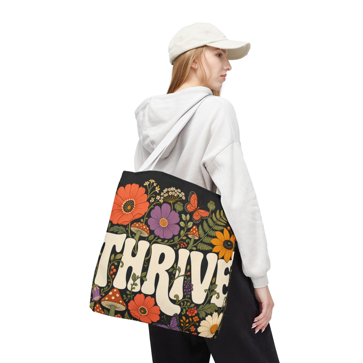 THRIVE Book Club Floral Books Tote Bag — Vintage Garden Print AOP