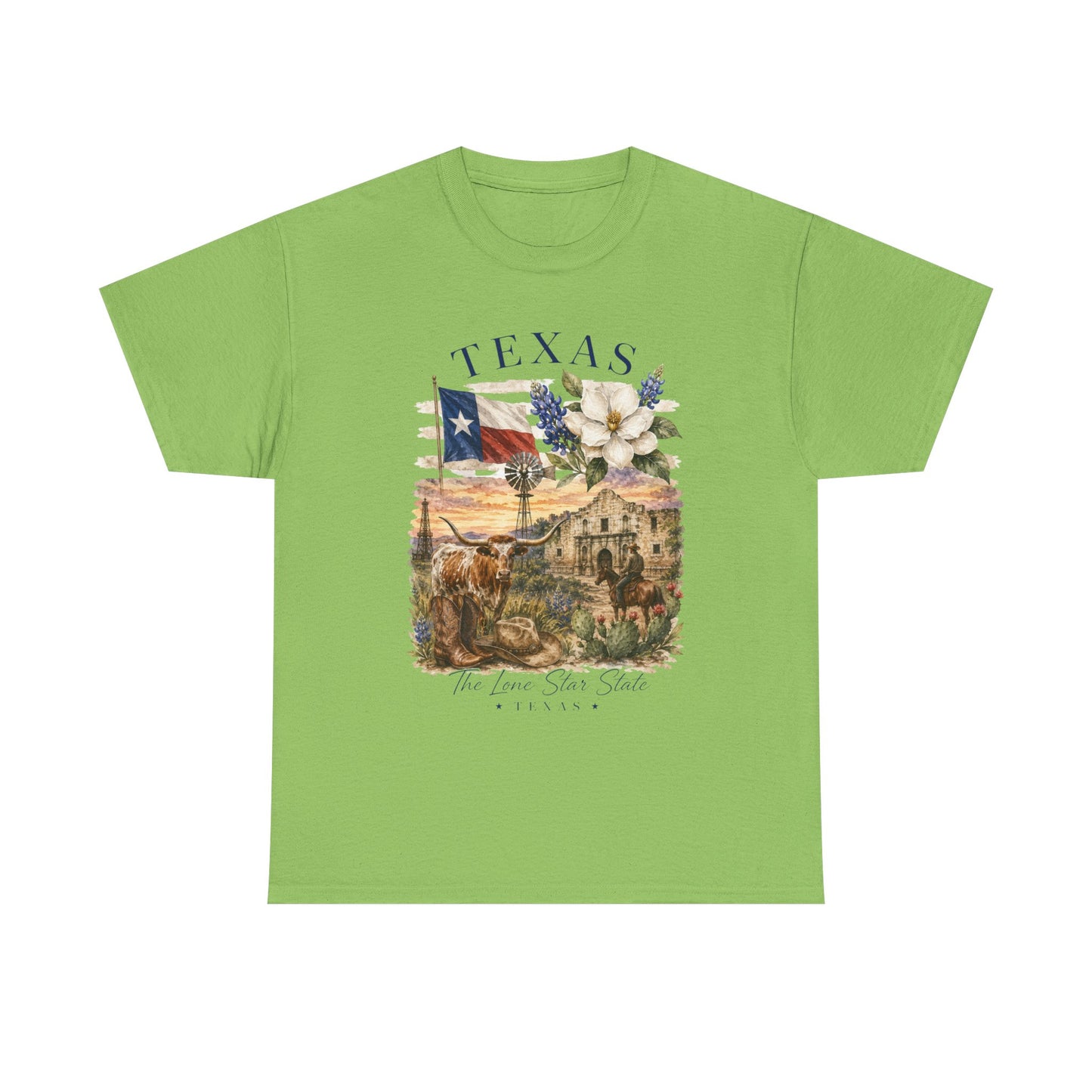 Texas Vintage Scenic T-Shirt — Lone Star & Wildflower Graphic