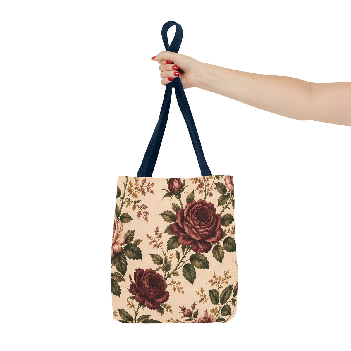Southern Rose Floral Books Tote Bag — Vintage Garden Print AOP