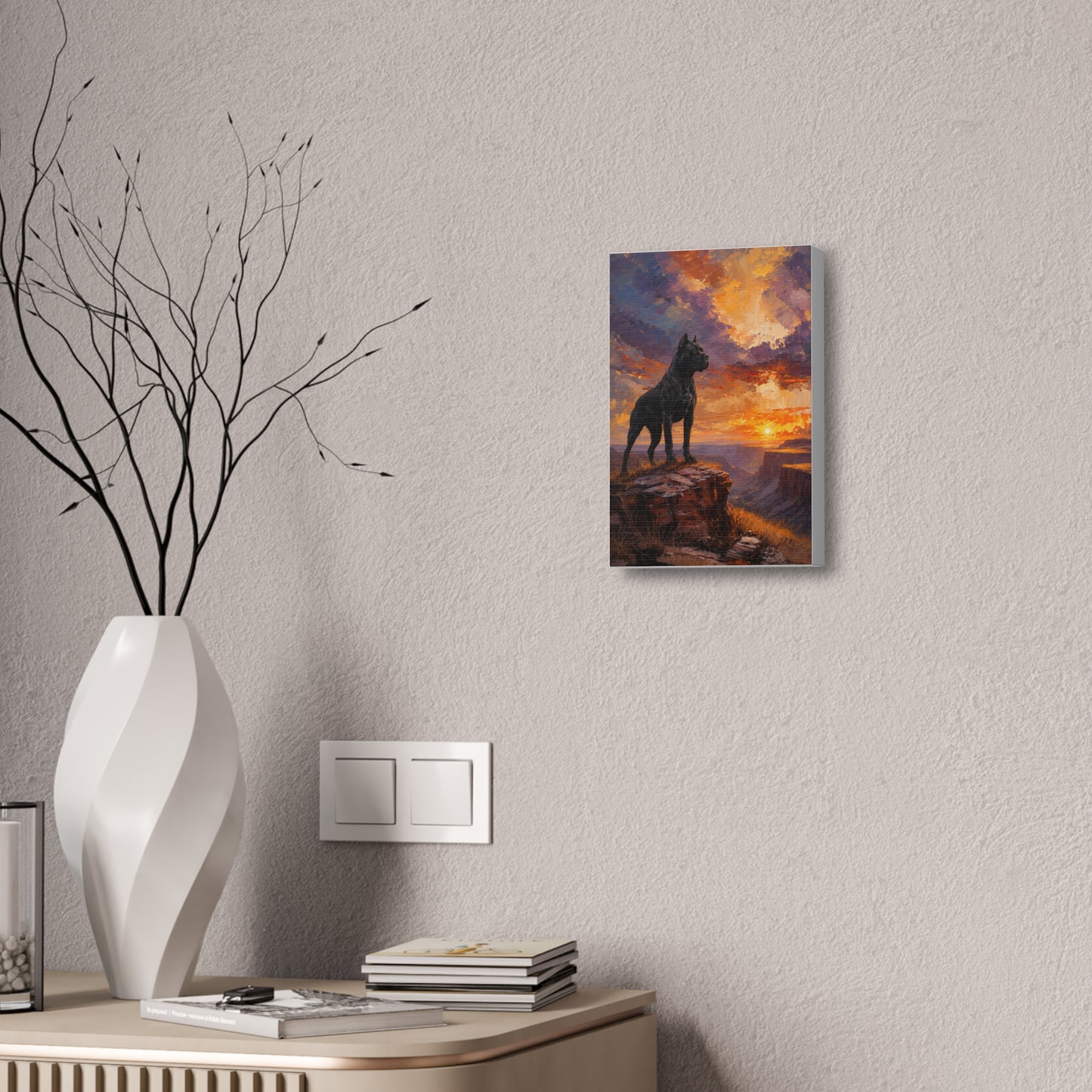 Black Cane Corso Sunset Canyon Wall Art