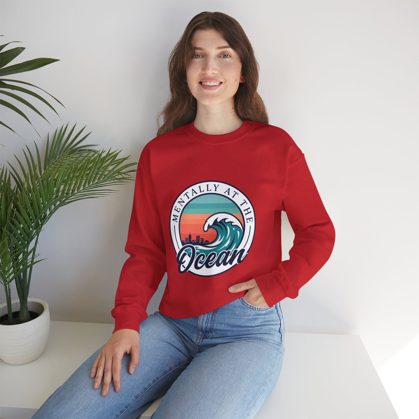 Mentally at the Ocean Crewneck Sweatshirt | coastal aesthetic, sea breeze
