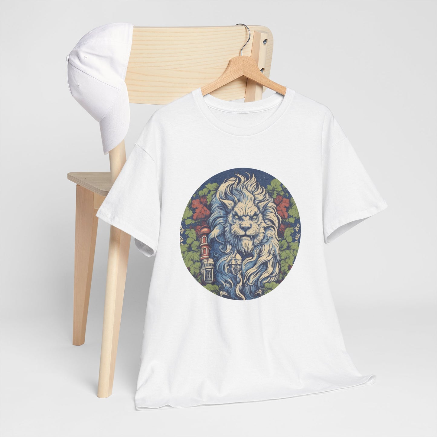 Lion Illustration T‑Shirt — Vintage Floral Lion Graphic Tee